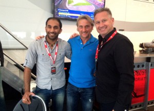  Douglas Stafford Mystery Shopping team members Rohan Tailor and Jason Jeggo with Carl Fogarty (centre)