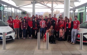 Douglas Stafford Mystery Shopping turns red in support of Comic Relief